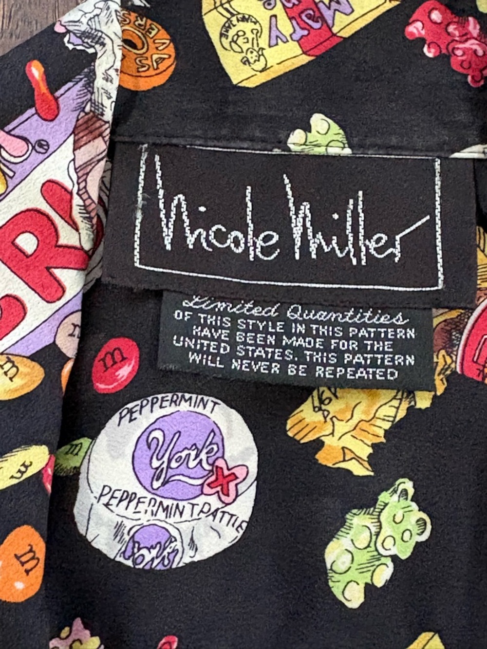 Vtg Nicole Miller 100% Silk Shirt Novelty Candy Snack Pop Art Collector Men S - Picture 3 of 8